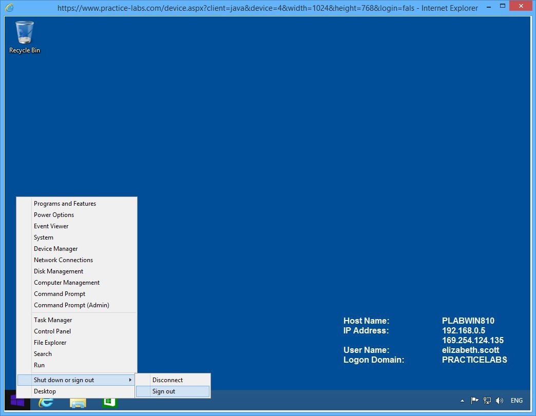 Practice Labs screenshot.